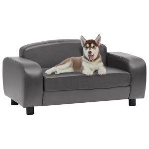 Sofa za pse siva 80 x 50 x 40 cm od umjetne kože