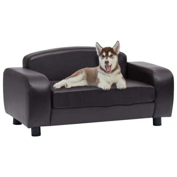 Sofa za pse smeđa 80 x 50 x 40 cm od umjetne kože