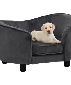 Sofa za pse tamnosiva 69 x 49 x 40 cm plišana