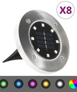 Solarne podne svjetiljke s LED žaruljama 8 kom boje RGB