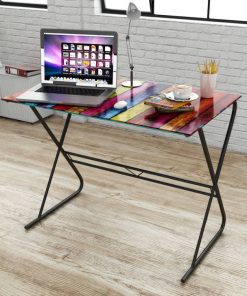 Stakleni stol s dizajnom duge