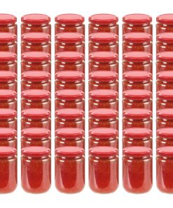 Staklenke za džem s crvenim poklopcima 48 kom 230 ml