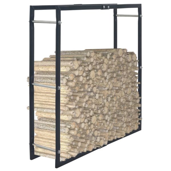 Stalak za drva za ogrjev crni 100 x 25 x 100 cm čelični