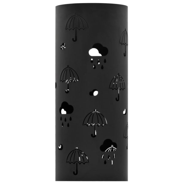 Stalak za kišobrane s uzorkom kišobrana čelični crni