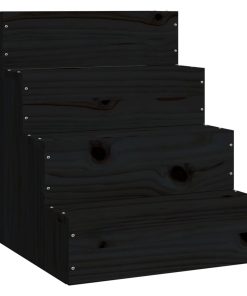 Stepenice za kućne ljubimce crne 40x49x47 cm od borovine