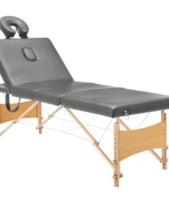 Stol za masažu s 4 zone i drvenim okvirom antracit 186 x 68 cm