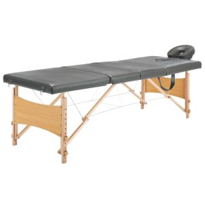 Stol za masažu s 4 zone i drvenim okvirom antracit 186 x 68 cm