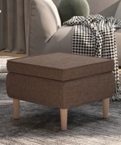 Stolac s drvenim nogama smeđe-sivi od tkanine