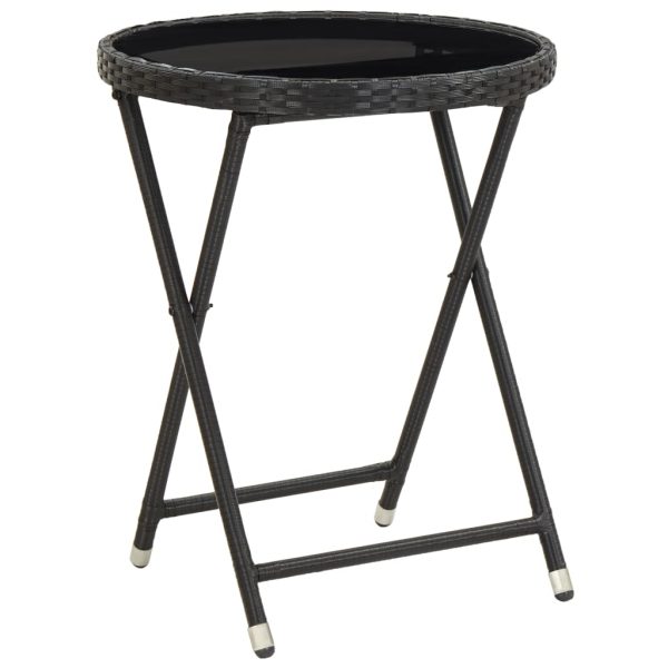 Stolić za čaj crni 60 cm poliratana od kaljenog stakla