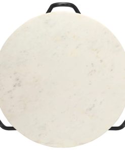 Stolić za kavu bijeli 65x65x42 cm pravi kamen mramorne teksture