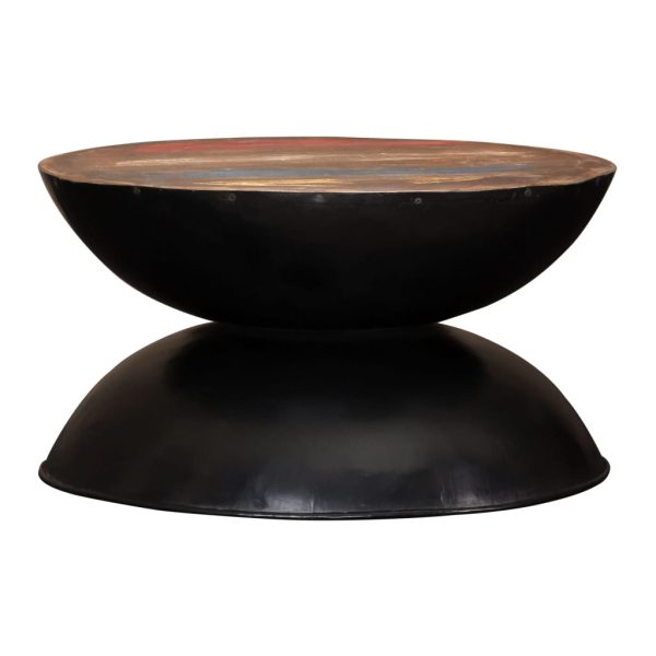 Stolić za kavu od obnovljenog drva s crnom bazom 60x60x33 cm