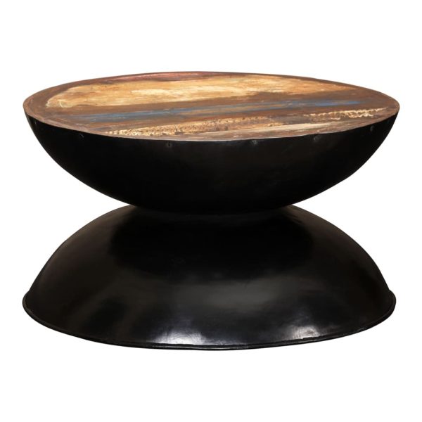 Stolić za kavu od obnovljenog drva s crnom bazom 60x60x33 cm