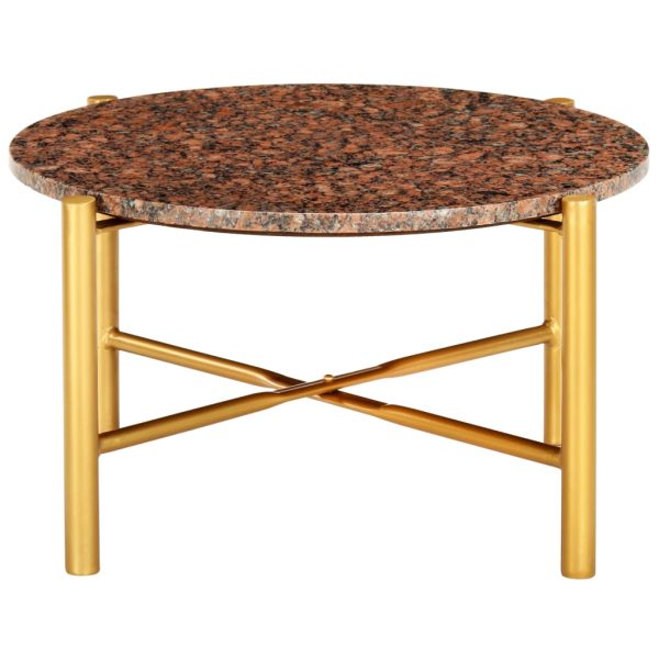 Stolić za kavu smeđi 60x60x35 cm pravi kamen mramorne teksture