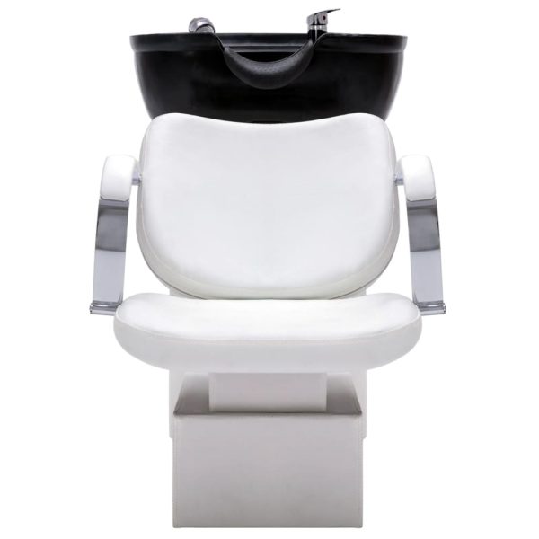 Stolica s umivaonikom bijelo-crna 137x59x82 cm od umjetne kože
