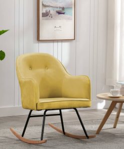 Stolica za ljuljanje boja senfa baršunasta