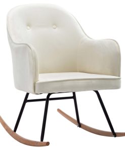 Stolica za ljuljanje krem-bijela baršunasta