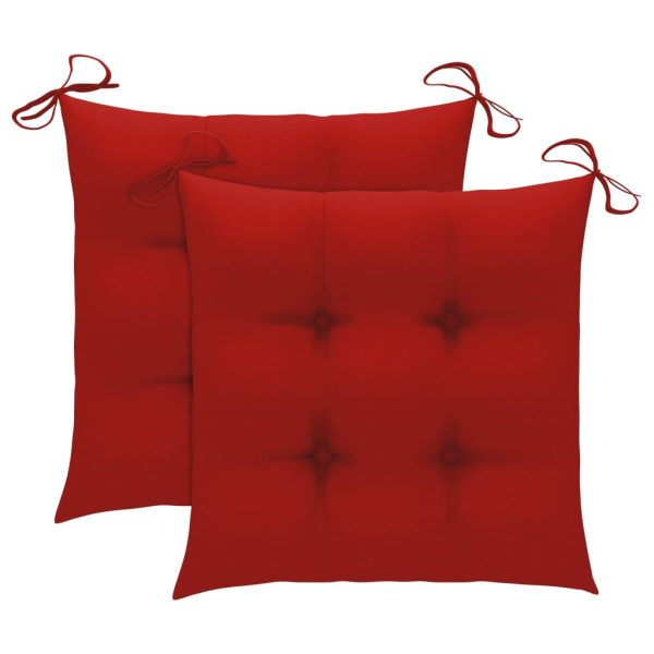 Stolica za ljuljanje s crvenim jastukom od masivne tikovine