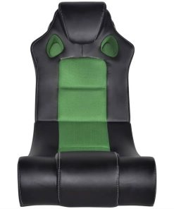 Stolica za ljuljanje s glazbom crno-zelena od umjetne kože
