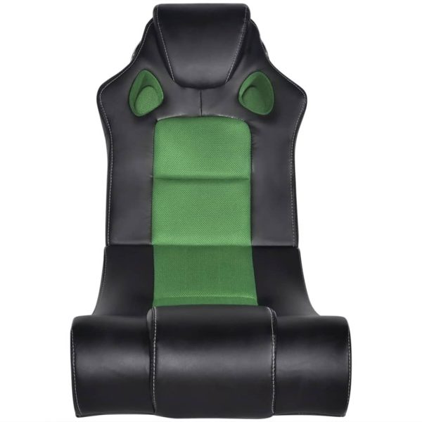 Stolica za ljuljanje s glazbom crno-zelena od umjetne kože