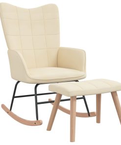 Stolica za ljuljanje s osloncem za noge krem od tkanine
