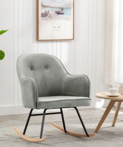 Stolica za ljuljanje siva baršunasta
