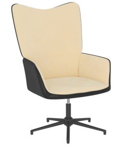 Stolica za opuštanje krem bijela od baršuna i PVC-a