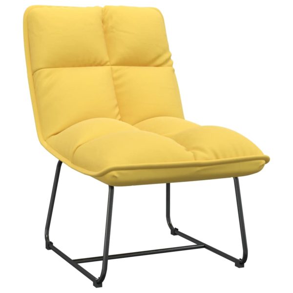 Stolica za opuštanje s metalnim okvirom žuta baršunasta