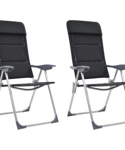 Stolice za kampiranje 2 kom crne 58 x 69 x 111 cm aluminijske