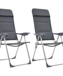 Stolice za kampiranje 2 kom sive 58 x 69 x 111 cm aluminijske