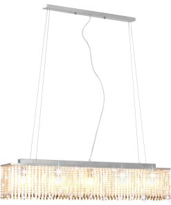 Stropna svjetiljka s kristalnim perlama srebrna 104 cm E14