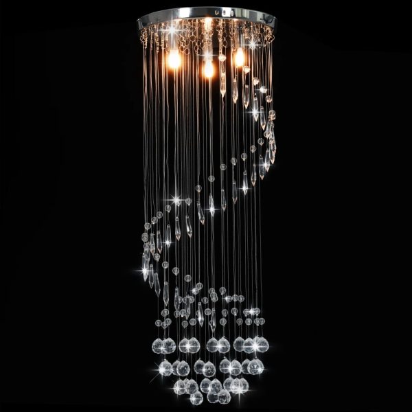 Stropna svjetiljka s kristalnim perlama srebrna spiralna G9