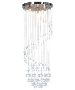 Stropna svjetiljka s kristalnim perlama srebrna spiralna G9