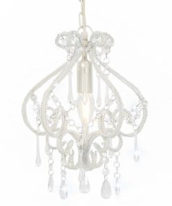 Stropna svjetiljka s perlama bijela okrugla E14