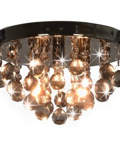 Stropna svjetiljka sa zamagljenim perlama crna okrugla G9