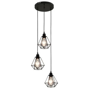 Stropna svjetiljka u obliku dijamanta crna 3 x žarulja E27