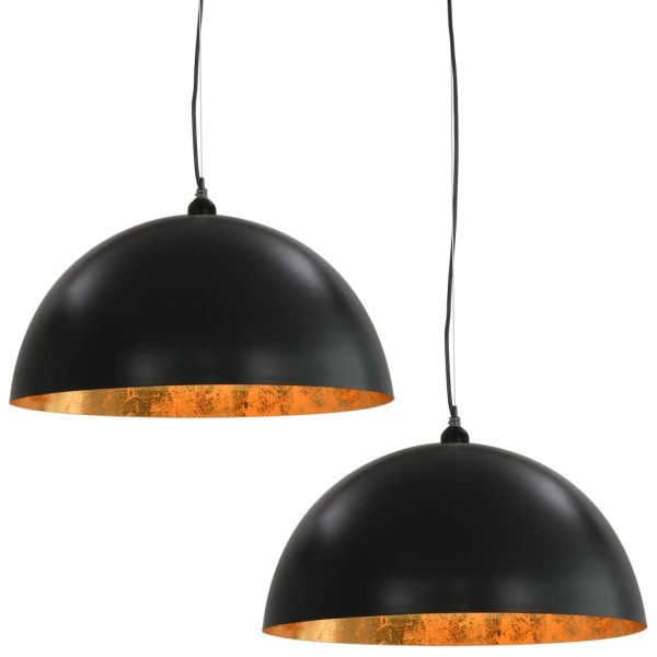 Stropne svjetiljke 2 kom crno-zlatne polukuglaste 50 cm E27
