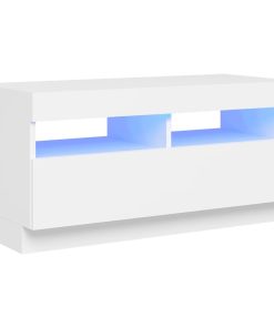 TV ormarić s LED svjetlima bijeli 80 x 35 x 40 cm