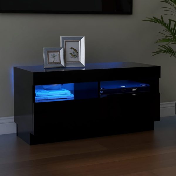 TV ormarić s LED svjetlima crni 80x35x40 cm