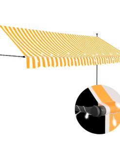 Tenda na ručno uvlačenje LED 400 cm bijelo-narančasta