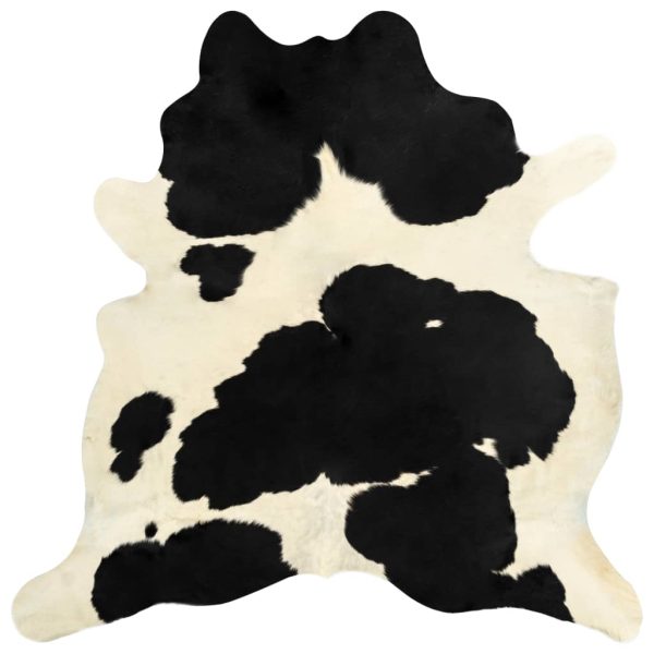 Tepih od prave kravlje kože 150 x 170 cm crno-bijeli