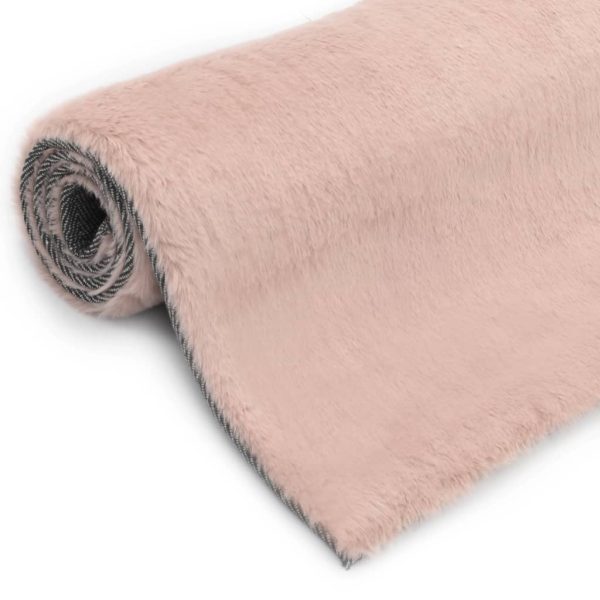 Tepih od umjetnog zečjeg krzna 120 x 160 cm blijedo ružičasti
