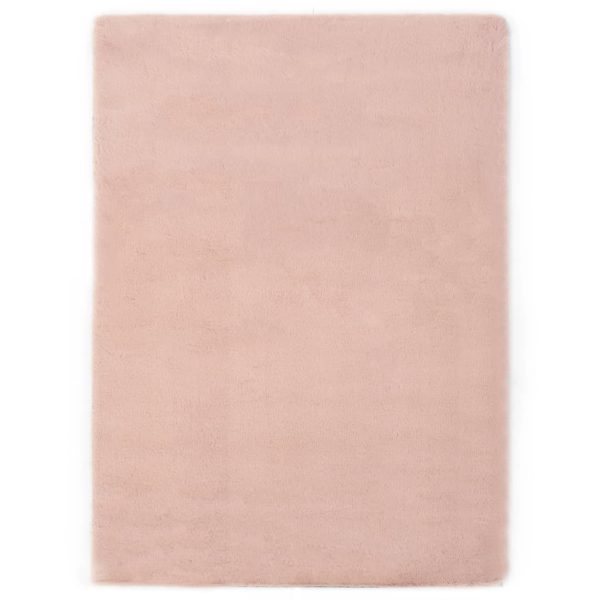 Tepih od umjetnog zečjeg krzna 120 x 160 cm blijedo ružičasti