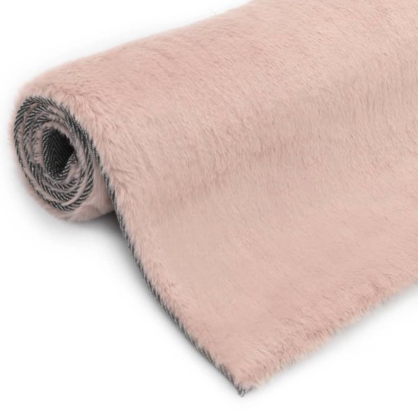 Tepih od umjetnog zečjeg krzna 140 x 200 cm blijedo ružičasti