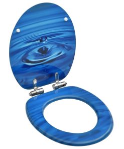 Toaletna daska s mekim zatvaranjem MDF plava s uzorkom kapljica
