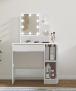 Toaletni stolić s LED Bijela visokog sjaja 86