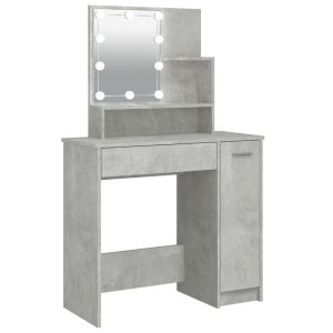 Toaletni stolić s LED Siva betona 86