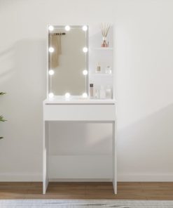 Toaletni stolić s LED svjetlima bijeli 60x40x140 cm