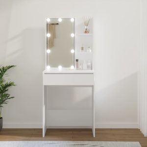 Toaletni stolić s LED svjetlima bijeli 60x40x140 cm
