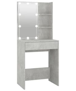 Toaletni stolić s LED svjetlima siva boja betona 60x40x140 cm