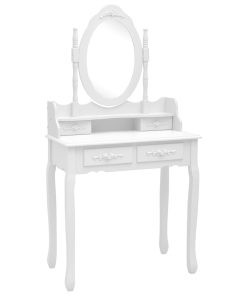 Toaletni stolić sa stolcem bijeli 75x69x140 cm drvo paulovnije